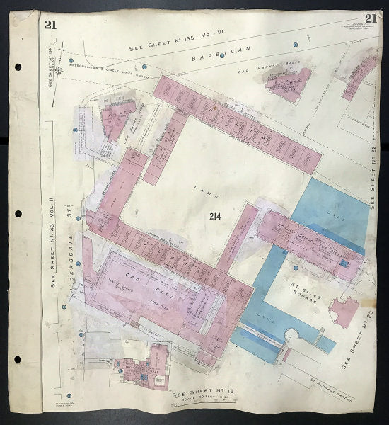 London EC2Y EC1A Barbican Aldergate Street London School for Girls GOAD 1964 map